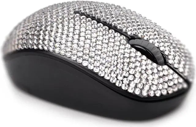 Alt view image 5 of 5 - Bling Crystal Rhinestone Wireless Mouse - 2.4G Cordless Mice with USB Nano Receiver Computer Mouse with Noiseless Click for Laptop, PC, Tablet, Computer, and Mac - White