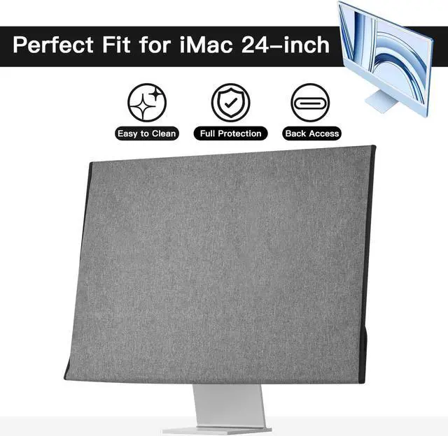 Alt view image 3 of 5 - CaSZLUTION Monitor Dust Cover Compatible with iMac 24 inch 2021/2023/2024 All in one Desktop Computer - Oxford Fabric Monitor Dust Cover Case Protective Screen Sleeve for iMac 24", Gray