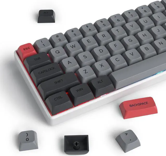 Main image of XDA PBT Key Cap, 134 Keys Dye Sublimation Grey red Custome Key Cap Set for Cherry/Gatron MX switches 60 Percent/68/61 Gaming Mechanical Keyboard
