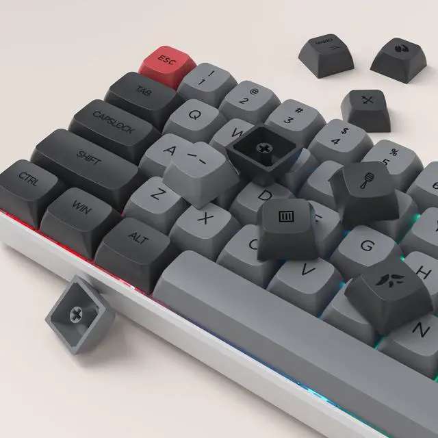 Alt view image 5 of 5 - XDA PBT Key Cap, 134 Keys Dye Sublimation Grey red Custome Key Cap Set for Cherry/Gatron MX switches 60 Percent/68/61 Gaming Mechanical Keyboard