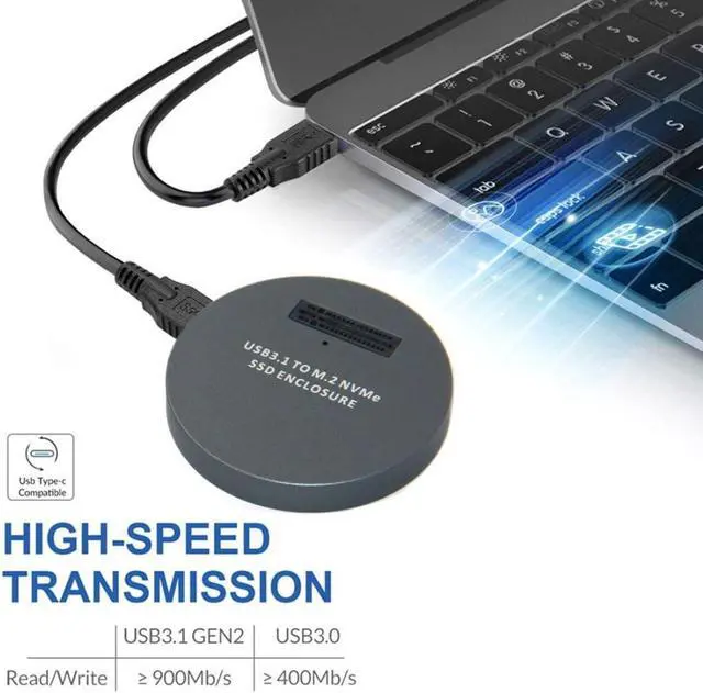 Alt view image 2 of 5 - chenyang M.2 NVME SSD Enclosure Reader,USB 3.1 Gen 2 10Gbps Desktop M.2 SSD Enclosure Adapter Aluminum Alloy Black
