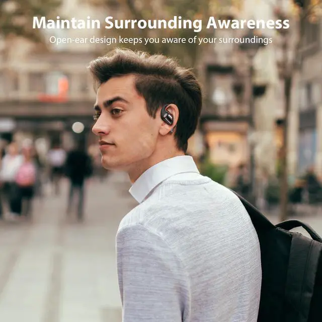 Alt view image 4 of 5 - DARONGFENG Open Ear Wireless Bluetooth Headphones, Pain-Free Air Conduction Ear Buds with LED Digital Display Charging Case, Sweat Resistant for Running, Safe Driving, and Extended Daily Use