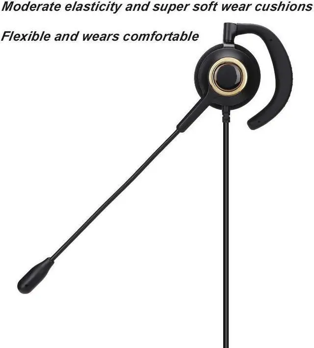 Alt view image 5 of 5 - Eboxer Headset with Mic Noise Cancelling, 3.5mm Single Plug, Support Rear Mounted, Ear Hook and Head Mounted, Computer Headset for Business Skype UC Webinar Call Center Office - Mono Headphone