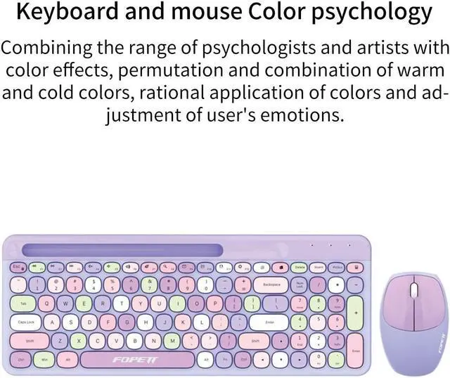 Alt view image 5 of 5 - FOPETT 2.4GHz Wireless Keyboard and Mouse Set with Phone Holder - Compact Full-Size Keyboard - Compatible with Windows/Laptop/PC/Notebook - 888 Purple Colorful