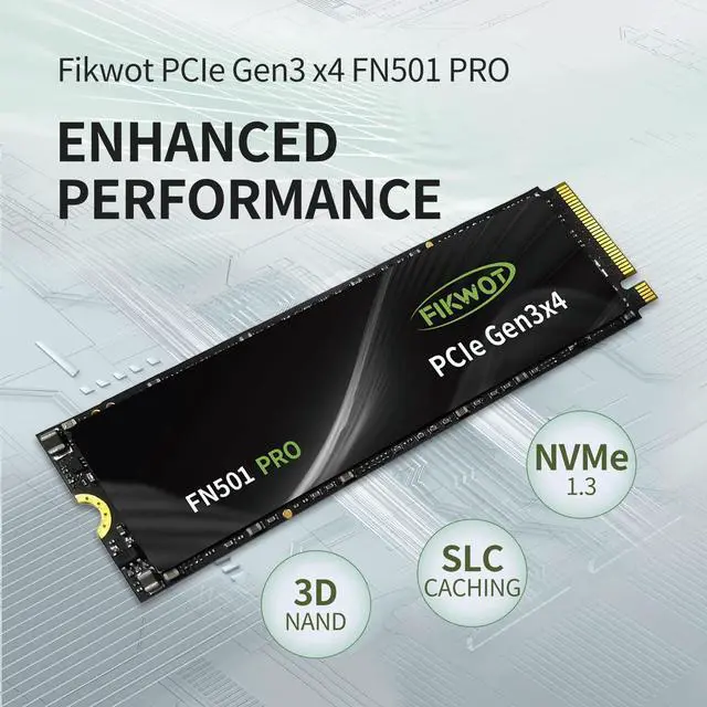 Alt view image 4 of 5 - Fikwot FN501 Pro 256GB NVMe SSD - M.2 2280 PCIe Gen3 x4 Internal Solid State Drive with Graphene Cooling Sticker, Up to 3,500MB/s, SLC Cache 3D NAND TLC, Compatible with Laptop & PC Desktop