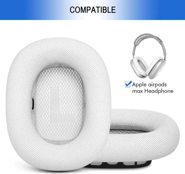 Alt view image 2 of 5 - Ear Cushions Replacement for AirPods Max - Upgraded Ear Cups for Apple Headphones - GVOEARS Ear Pads Cover with Protein Leather Memory Foam (White)