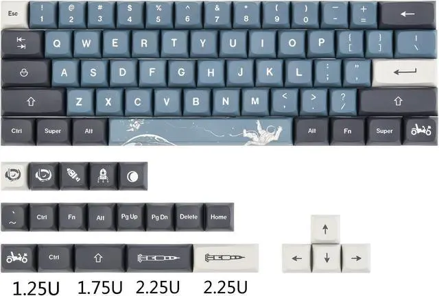 Alt view image 3 of 5 - surmen PBT Keycaps XDA Keycaps Dye-Sublimation 60% Custom Keycaps 60 Percent for Cherry MX Switches Mechanical Keyboard(Apollo)
