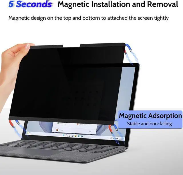 Alt view image 3 of 5 - IPROKKO Surface Laptop Privacy Screen 5/4/3/2/1-13.5 inch, Magnetic Removable Privacy Screen Filter for Microsoft Surface Laptop, Anti-Glare Blue Light Screen Protector