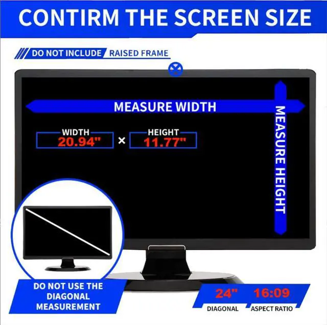 Alt view image 3 of 5 - JiSiTeCai 24 Inch Computer Privacy Screen for 16:9 Aspect Ratio Widescreen Monitor, Eye Protection Anti Glare Blue Light Computer Monitor Privacy Filter, Removable Anti-Scratch 24in Protector Film