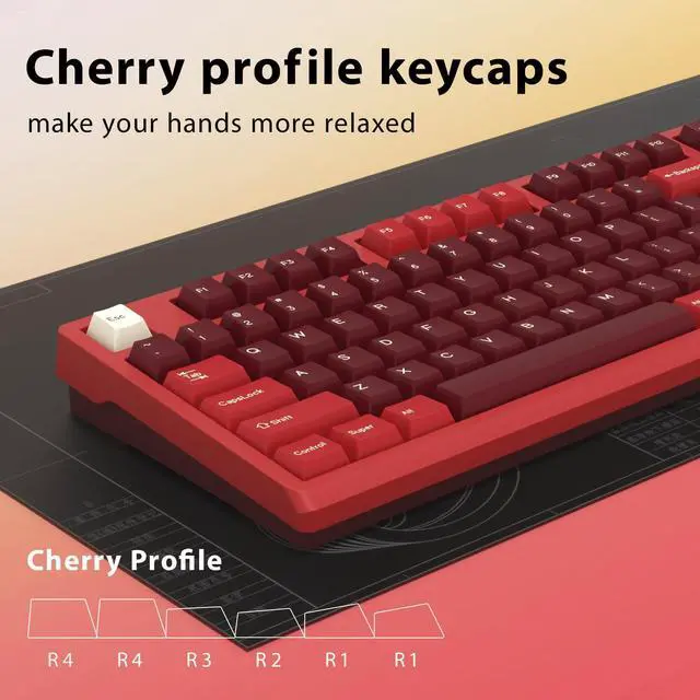 Alt view image 2 of 5 - KBDiy Jamon PBT Double Shot Keycap Set,176 Keys Red Custom Key Cap Keycaps 70 Percent Cherry Profile Keycaps for 61/64/68/84/87/100/104/108 Mechanical Keyboard
