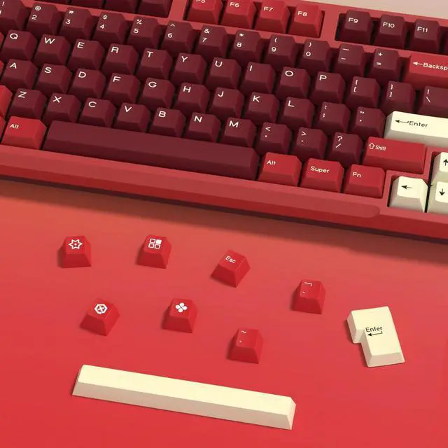 Alt view image 4 of 5 - KBDiy Jamon PBT Double Shot Keycap Set,176 Keys Red Custom Key Cap Keycaps 70 Percent Cherry Profile Keycaps for 61/64/68/84/87/100/104/108 Mechanical Keyboard