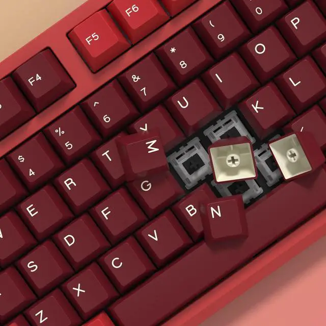 Alt view image 5 of 5 - KBDiy Jamon PBT Double Shot Keycap Set,176 Keys Red Custom Key Cap Keycaps 70 Percent Cherry Profile Keycaps for 61/64/68/84/87/100/104/108 Mechanical Keyboard