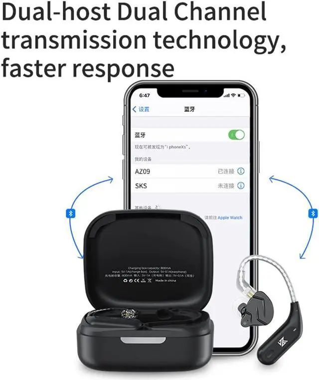 Alt view image 5 of 5 - KZ AZ09 Bluetooth 5.4 Module Wireless Waterproof Ear Hook Extra Long Battery Life Bluetooth Cable for KZ ZST/ZSTX/ZS10/AS06/AS10/BA10/ZSR/ES4 (B pin)