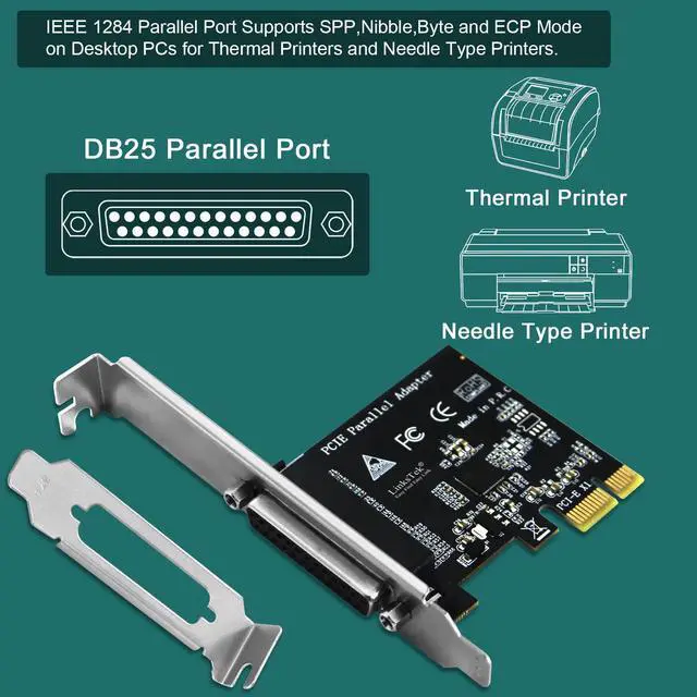 Alt view image 3 of 5 - LinksTek 1-Port PCI Express Parallel Card for Printers, IEEE 1284 Standard DB25 LPT PCIE Parallel Port, Supports IEEE 1284 SPP, Nibble, Byte and ECP Mode, PCIE DB25 Parallel Port Card (PCIE-PA1)