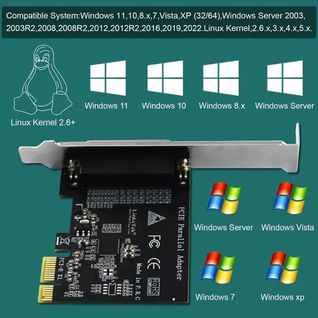 Alt view image 5 of 5 - LinksTek 1-Port PCI Express Parallel Card for Printers, IEEE 1284 Standard DB25 LPT PCIE Parallel Port, Supports IEEE 1284 SPP, Nibble, Byte and ECP Mode, PCIE DB25 Parallel Port Card (PCIE-PA1)