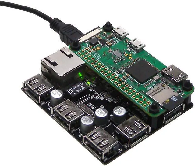Alt view image 3 of 5 - MakerSpot 5-Port Stackable USB Docking Hub for Raspberry Pi Zero V1.3 with Protector, 2.4A Power Supply, 1.5m Micro USB Cable with On Off Switch and Standoffs