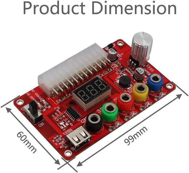 Alt view image 5 of 5 - New Version ATX Power Supply Breakout Board and Acrylic Case Kit with ADJ Adjustable Voltage Knob, Supports 3.3V, 5V, 12V and 1.8V-10.8V (ADJ) Output Voltage, 3A Maximum Output, Reset Protection
