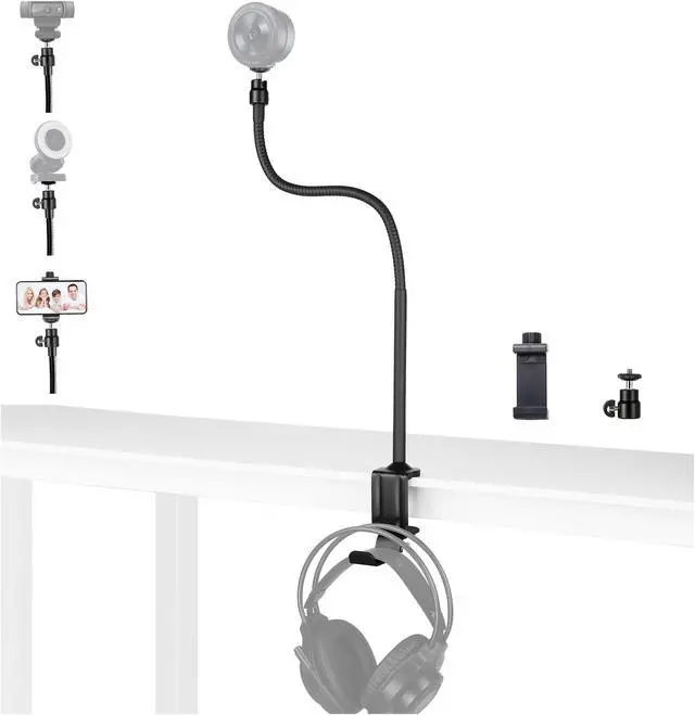 Main image of 24-Inch Kiyo pro Webcam Stand, Adjustable Webcam Clamp Mount Holder Compatible with Razer kiyo, kiyo pro, kiyo X webcams - 1/4''-20 Interface (Max Loaded 0.5kg/1.1 lbs)