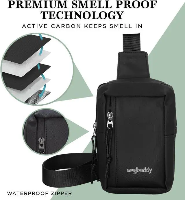 Alt view image 4 of 5 - nugbuddy Mini Bundle - Mini Jar + Crossbody + Case With Premium Glass Included - Case & Jar Fit Inside Bag - Weather Resistant - On The Go Storage Container