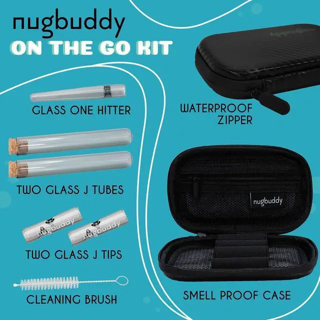 Alt view image 3 of 5 - nugbuddy Mini Bundle - Mini Jar + Crossbody + Case With Premium Glass Included - Case & Jar Fit Inside Bag - Weather Resistant - On The Go Storage Container