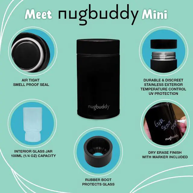 Alt view image 5 of 5 - nugbuddy Mini Bundle - Mini Jar + Crossbody + Case With Premium Glass Included - Case & Jar Fit Inside Bag - Weather Resistant - On The Go Storage Container