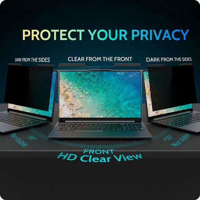 Alt view image 3 of 5 - Peslv Magnetic Laptop Privacy Screen 14 inch for 16:10 Computer Monitor, 14" Removable Anti Glare Protector Blue Light Filter Shield Compatible with Lenovo Hp Dell Acer Asus Thinkpad Envy Xps