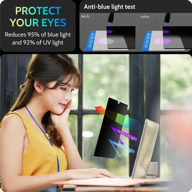 Alt view image 5 of 5 - Peslv Magnetic Laptop Privacy Screen 14 inch for 16:10 Computer Monitor, 14" Removable Anti Glare Protector Blue Light Filter Shield Compatible with Lenovo Hp Dell Acer Asus Thinkpad Envy Xps