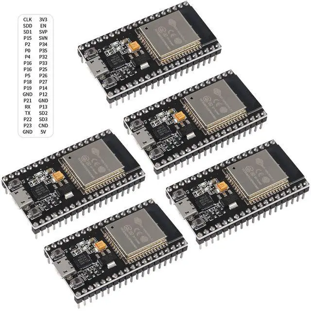 Alt view image 2 of 5 - AITRIP 5PCS 38pin ESP-WROOM-32 ESP32 ESP-32S Development Board 2.4GHz Dual-Mode WiFi + Bluetooth Dual Cores Microcontroller Processor Integrated with Antenna RF AMP Filter AP STA for Arduino IDE