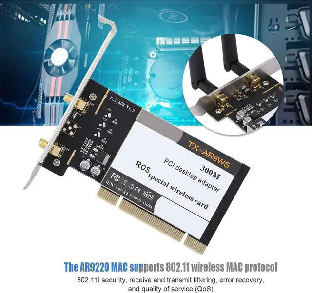 Alt view image 3 of 5 - ASHATA PCI Network Card, Card AR9220 300M PCI Desktop PC Dual-Band 2.4/5GHz Network Card,Desktop PC Network Card for XP,Windows 7, 8