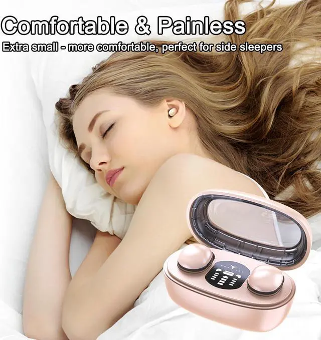 Alt view image 2 of 5 - Rehoria Small Ear Side Sleeper Earbuds, Mini Earbuds for Sleeping, Ear Buds to Sleep, Side Sleep Headphones with Fast Charging Case (Light Coffee)