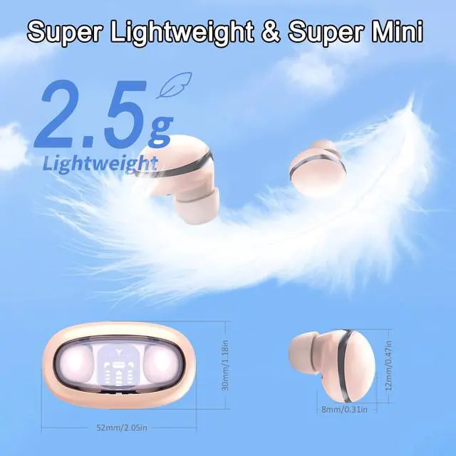 Alt view image 3 of 5 - Rehoria Small Ear Side Sleeper Earbuds, Mini Earbuds for Sleeping, Ear Buds to Sleep, Side Sleep Headphones with Fast Charging Case (Light Coffee)