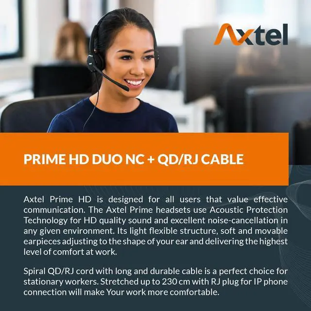 Alt view image 3 of 5 - Axtel Bundle Prime Duo with AXC-02 Cable | Noise Cancellation - Compatible with Grandstream GXP1600, GXP1700, GXP2100, GRP2600 Series Phones