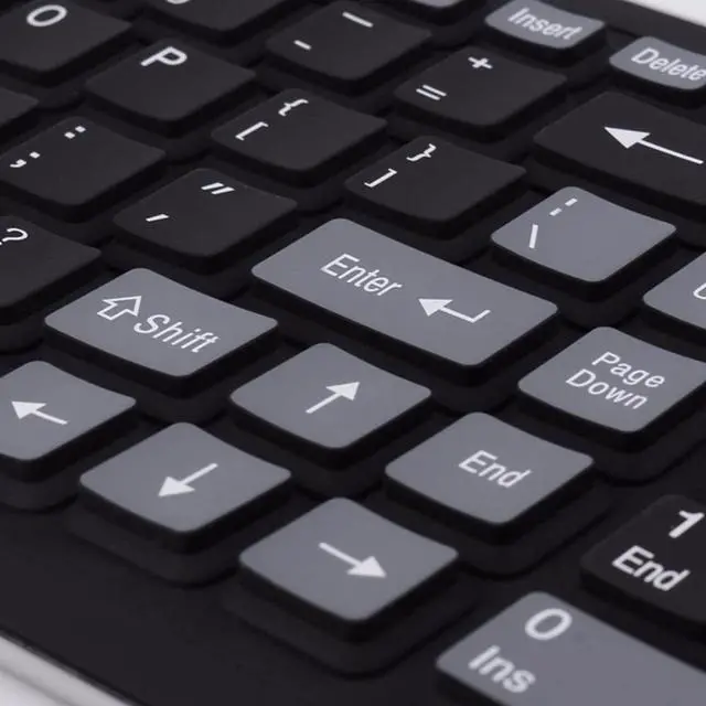 Alt view image 5 of 5 - Seaciyan Wireless Silicone Keyboard, Portable Foldable Roll Up Soft Rubber Keyboard, Perfect for PC, Laptop and Travel (Black and Gray)