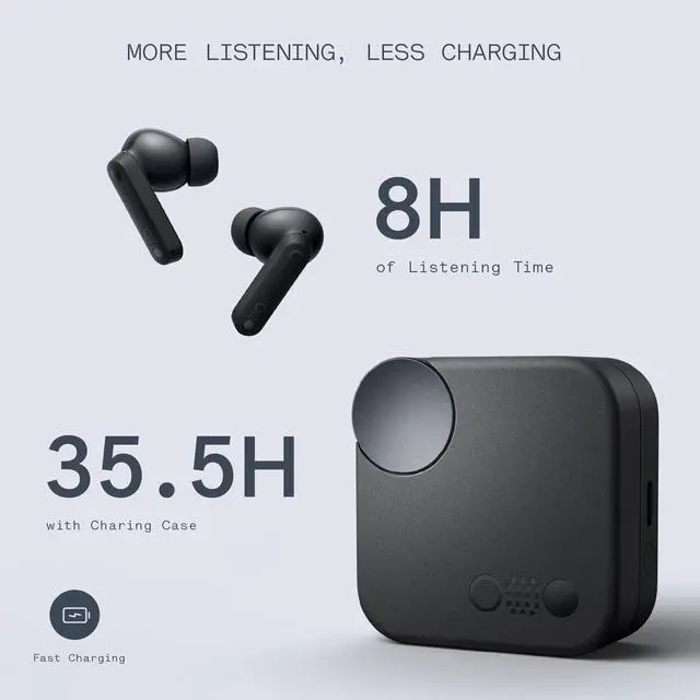 Alt view image 5 of 5 - CMF BY NOTHING Buds Wireless Earbuds, 42dB Noise Cancelling Earbuds, Dirac HD Audio, 35.5H Playtime, BT5.3, IP54 Waterproof, 4HD Mics Wireless Headphones for iPhone & Android (Sky Grey)
