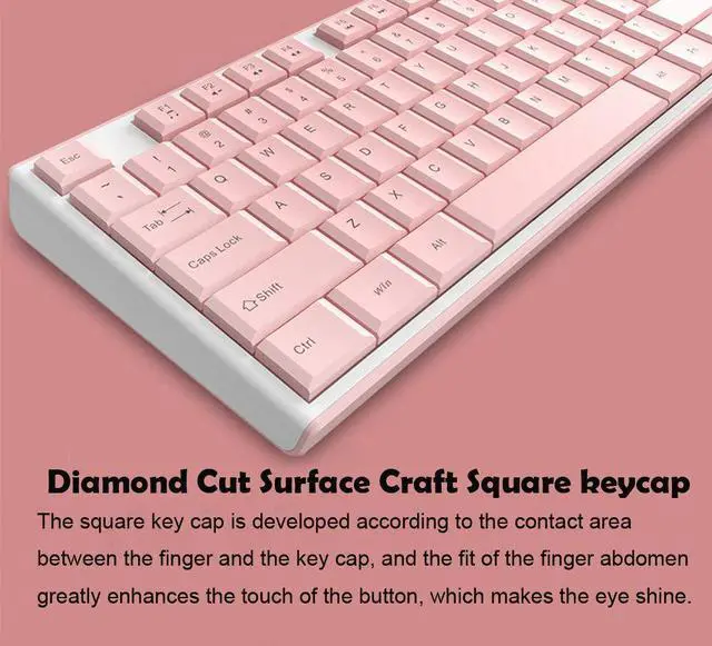 Alt view image 5 of 5 - Wireless Keyboard Mouse Combo,2.4G USB Cordless Cute Lightweight Mute Chocolate Keyboard and Optical 800-1200-1600DPI Adjustable Mouse Set Office Game Home Use for Notebook Laptop Computer (Pink)