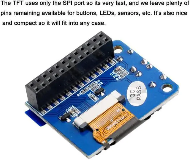 Alt view image 2 of 5 - Mini PiTFT 1.3" LCD Display 240x240 TFT Add-on for Raspberry Pi 3.3V SPI ST7789 3.3V SPI ST7789 Full Color(Pack of 2PCS)