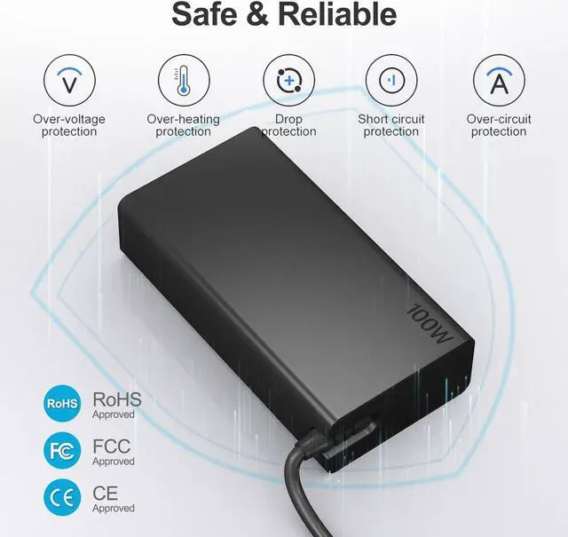 Alt view image 3 of 5 - 100W USB C Charger for Lenovo Yoga 9i Yoga Pro 7 Yoga Slim 6i 7 Pro, Thinkpad 14+/16+/14P/S2, Ideapad Slim 5/Ideapad 13'' ADL100YLC3A Lenovo Laptop Charger USB C