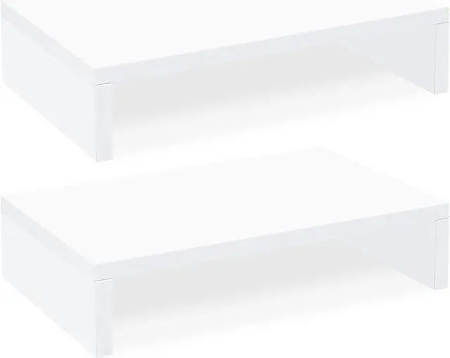 Main image of TEAMIX White Monitor Stand Riser - 2 Pack, Wood 2 Tier Adjustable Dual Monitor Riser for Laptop/PC Computer Stand for Desk