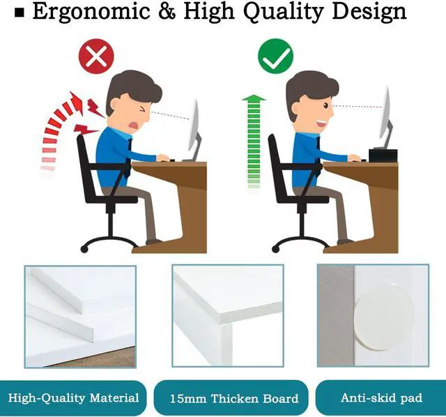 Alt view image 5 of 5 - TEAMIX White Monitor Stand Riser - 2 Pack, Wood 2 Tier Adjustable Dual Monitor Riser for Laptop/PC Computer Stand for Desk