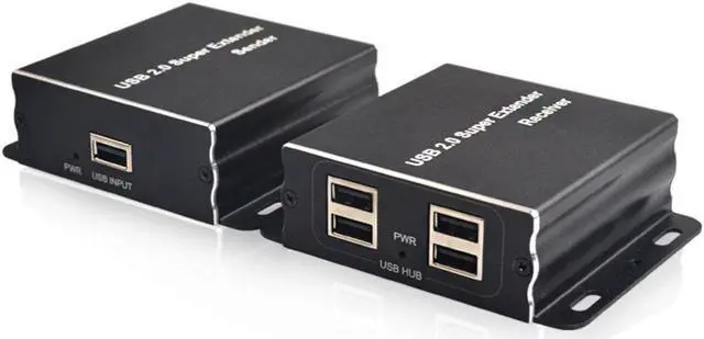 Alt view image 2 of 5 - E-SDS USB Extender Over Cat5E/6 up to 196ft, USB2.0 Over Cat6 Cat5E Extender with 4 USB 2.0 Ports, Plug and Play, No Driver Needed Support All Operating System, Two Web Cameras Work Synchronously