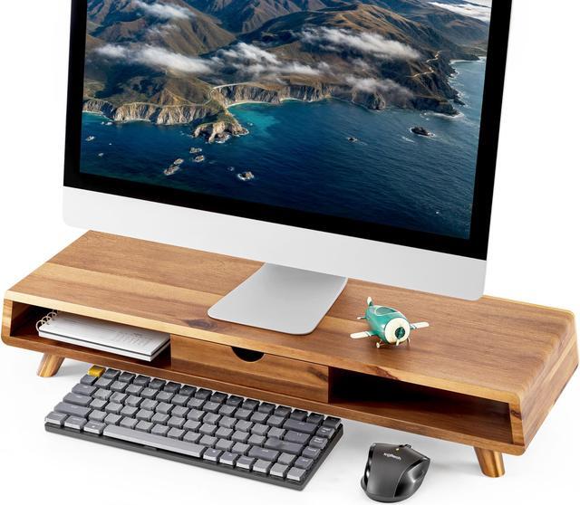 Main image of TINAMO Acacia Wood Monitor Stand with Drawer - Wooden Monitor Riser for Desk - Computer Monitor Stand for Desk - Multi-Purpose Desktop Storage Stand for Computer; Laptop; Printer; TV - 24.4 " x 8" x 5