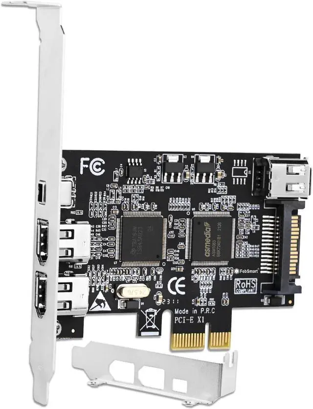 Main image of FebSmart 4 Ports PCIE Firewire 400 1394A Expansion Card, Texas Instruments TI TSB43AB23, Plug and Play on Windows and MAC Desktop PCs, 3X 6Pin and 1X 4Pin 1394A Ports, 400Mbps Max Speed (FS-FW400)