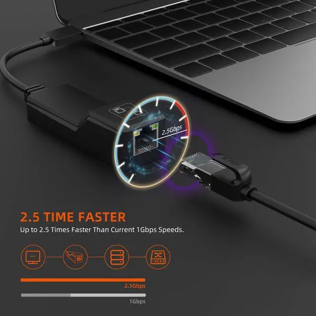 Alt view image 3 of 5 - DriverGenius USB to 2.5G Ethernet Adapter, USB 3.0 Type A to 2.5 Gigabit RJ45 Network LAN Adapter - Compatible for Windows 11, macOS 14 Sonoma(CUG025)