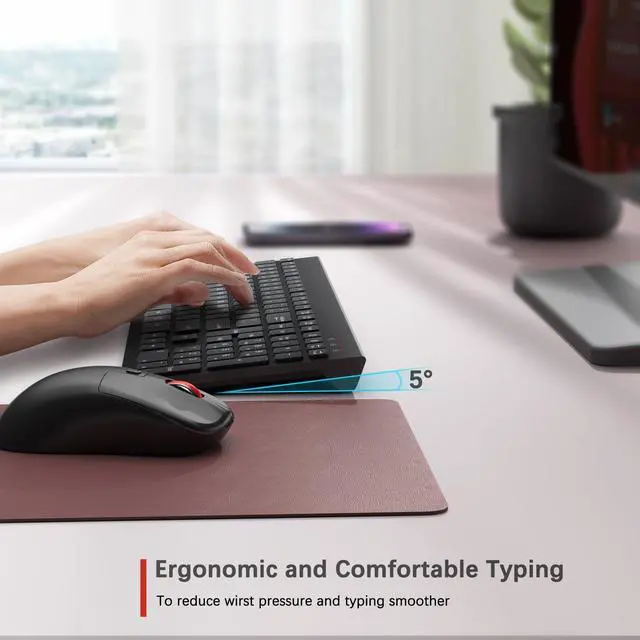 Alt view image 3 of 5 - Wireless Keyboard and Mouse Combo,Quiet Click,Full Size Design with Number Pad,Ergonomic Mouse with 5 DPI,Sleep Mode-2.4G Silent Portable Cordless Combo for Laptop/PC/Computer/Mac(Black)