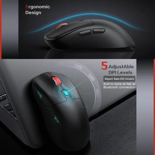 Alt view image 4 of 5 - Wireless Keyboard and Mouse Combo,Quiet Click,Full Size Design with Number Pad,Ergonomic Mouse with 5 DPI,Sleep Mode-2.4G Silent Portable Cordless Combo for Laptop/PC/Computer/Mac(Black)