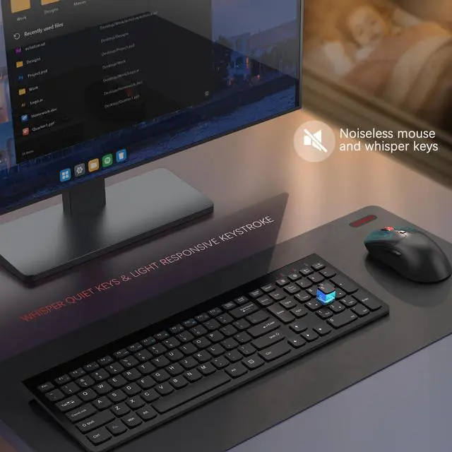 Alt view image 5 of 5 - Wireless Keyboard and Mouse Combo,Quiet Click,Full Size Design with Number Pad,Ergonomic Mouse with 5 DPI,Sleep Mode-2.4G Silent Portable Cordless Combo for Laptop/PC/Computer/Mac(Black)