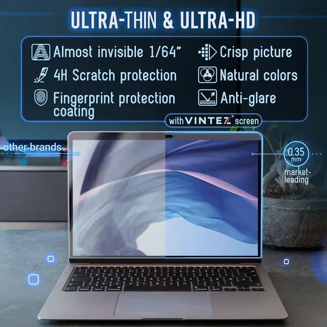 Alt view image 4 of 5 - VINTEZ Magnetic Blue Light Screen Protector Compatible With MacBook Air 13" 2018, 2019, 2020, 2021, M1 Anti Blue Light Blocking Filter for Laptop