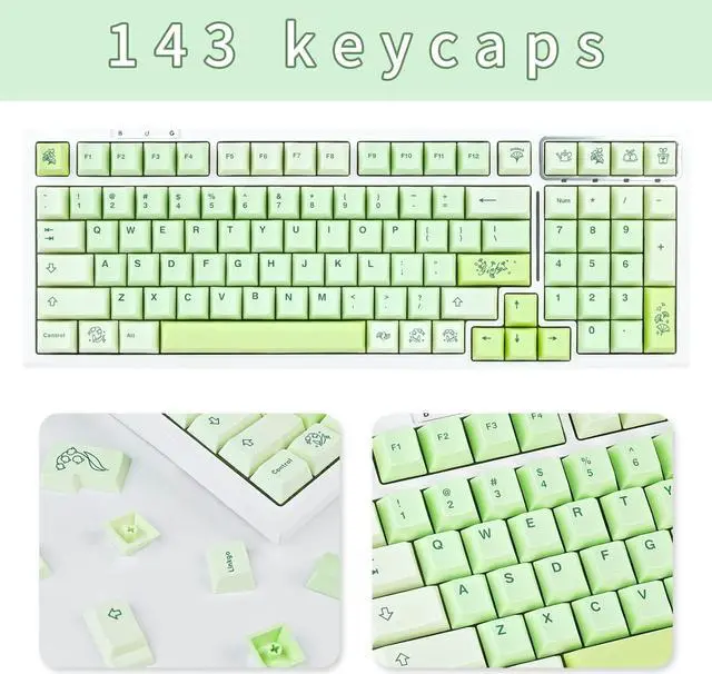 Alt view image 2 of 5 - GEKUCAP 143 Keys Green Custom Keycaps, Ginkgo Botanical Keycaps Cherry Profile, PBT Dye Sublimation Keycap Set for Cherry Gateron MX Switches Mechanical Keyboards