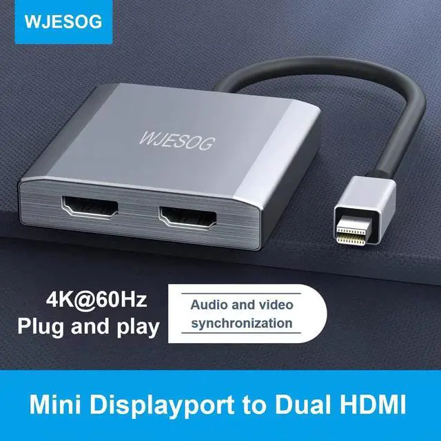 Alt view image 2 of 5 - WJESOG Mini Displayport to Dual HDMI Splitter Dual 4K@60Hz Resolution,DP to 2 HDMI Hub Multi Stream Transport Support 4K Resolution for Windows and Mac System