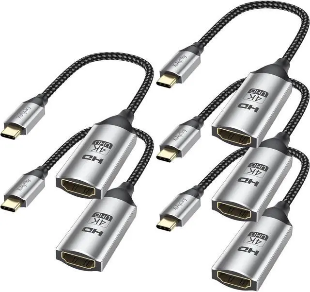 Main image of XiAyriky USB C to HDMI Adapter 5-Pack, 4K USB Type-C to HDMI Adapter Male to Female Cable, HDMI to USB-C (Thunderbolt 3 Compatible) for iPhone 15/15 Pro/15 Pro Max, MacBook Pro/Air, iPad Pro, Galaxy